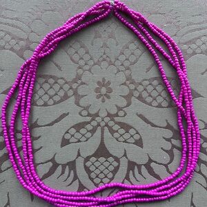 Bright Pink Multi-Strand Seed Bead Necklace